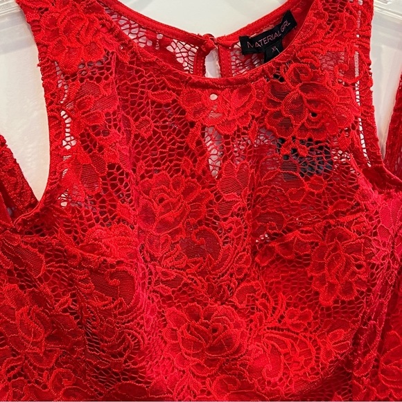MATERIAL GIRL bright red lace cold shoulder dress size XL - Picture 11 of 13